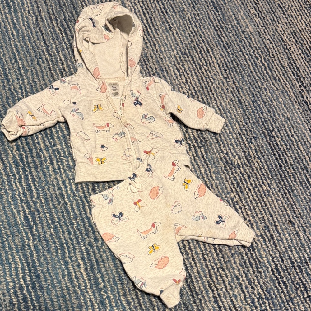 Carter's Cream Kids Matching Sweat Set with Animals